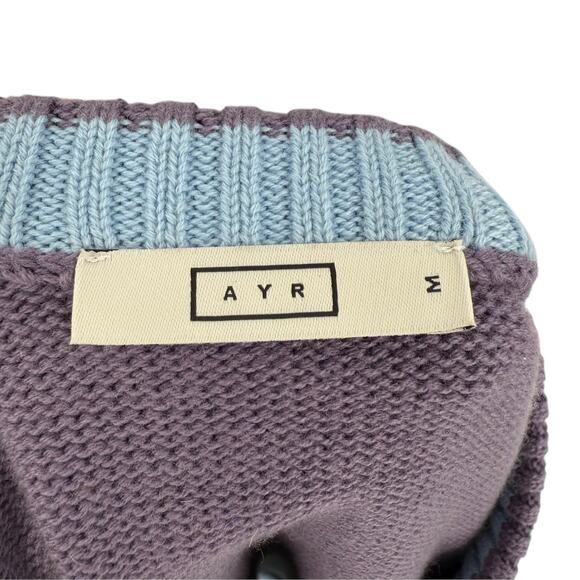 AYR Mens The Yachty Colorblock Sweater Extrafine Merino Wool Cotton Size M - Picture 7 of 10